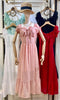 Summer Square Neckline Ruffle Sleeves Side Slit Tiered Dress